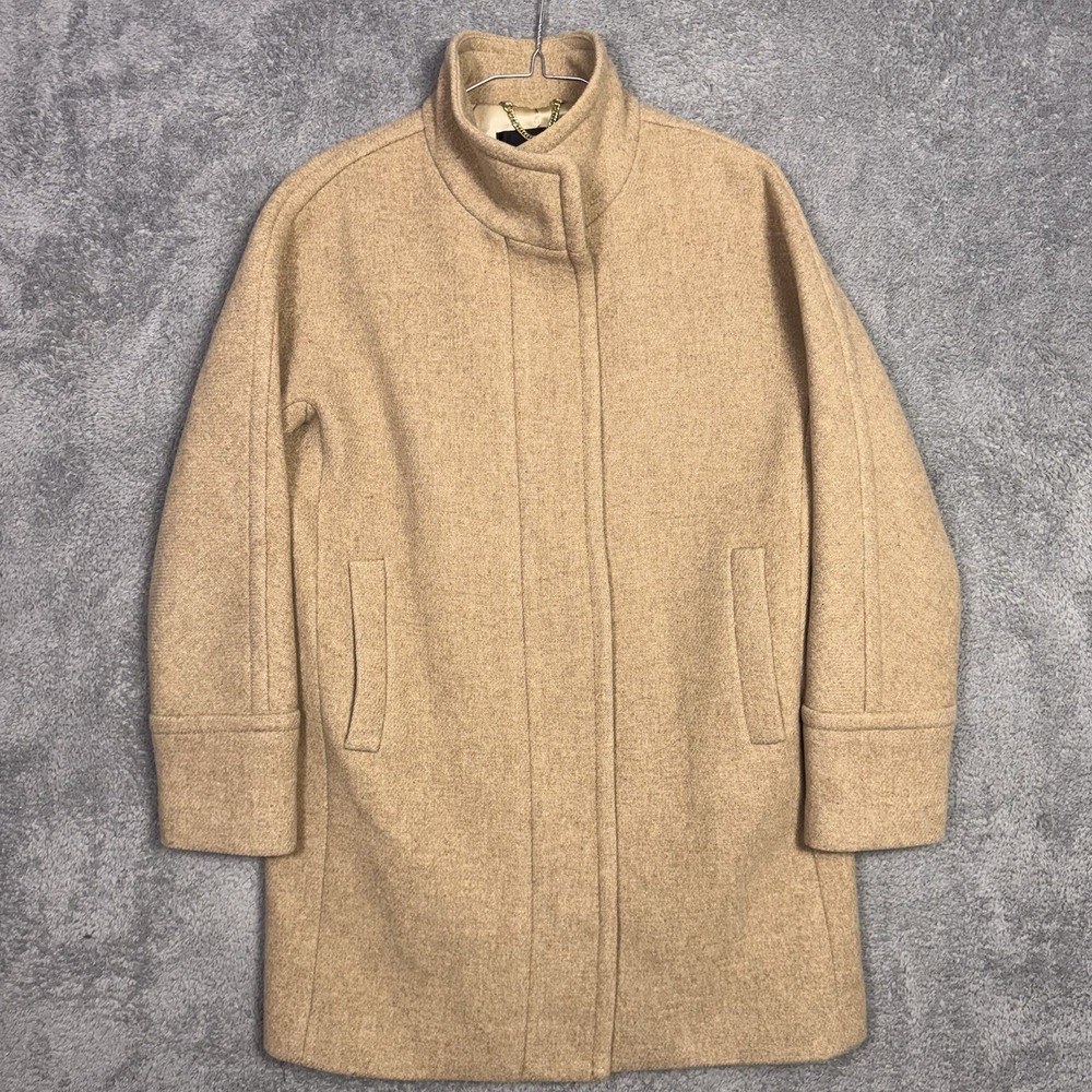 J Crew Stadium Cloth Coat Women 8 Cocoon Italian Nello Gori Wool Pea Camel Brown